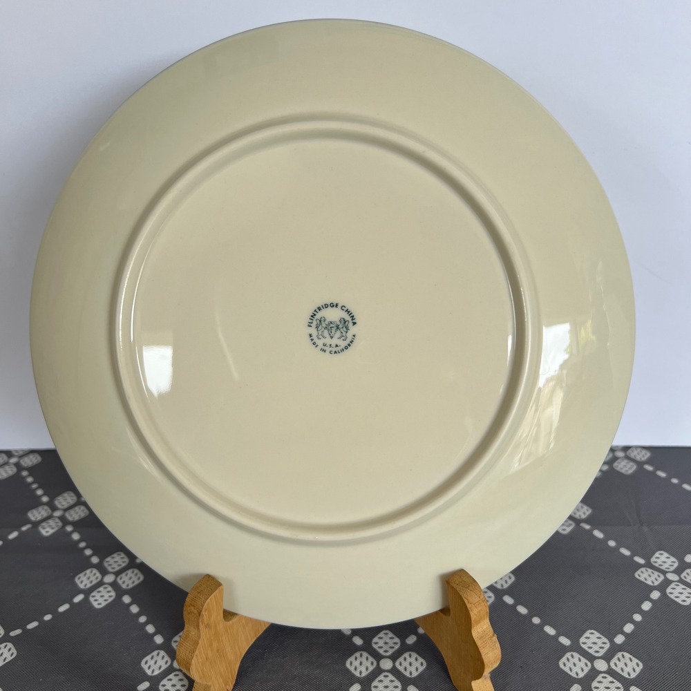 Flintridge China Salad Plate Cream with Black and Copper Rim Made in USA 8.5" - Picture 3 of 4